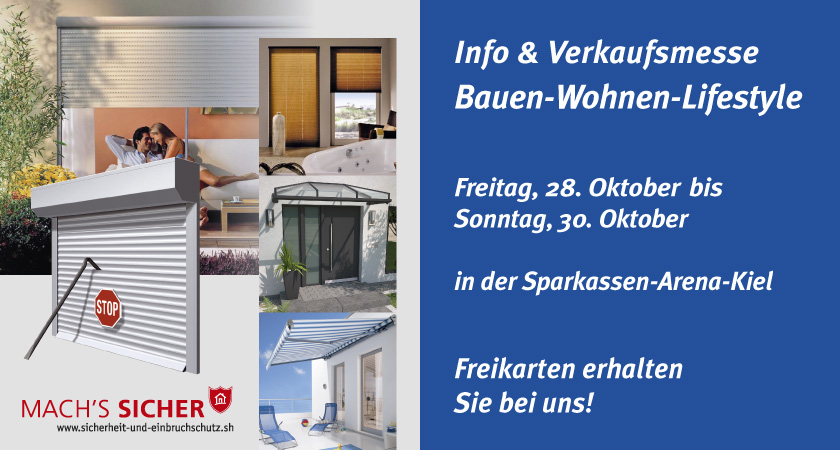 Besuchen Sie uns auf der Bauen-Wohnen-Lifestyle Messe in Kiel